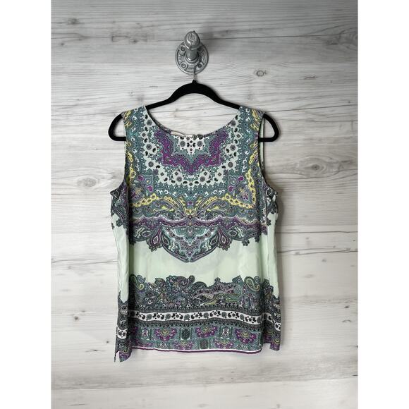 Talbots Tops - Talbots Sleeveless Shirt Womens Large Multi Color Paisley Print Zip Back Top